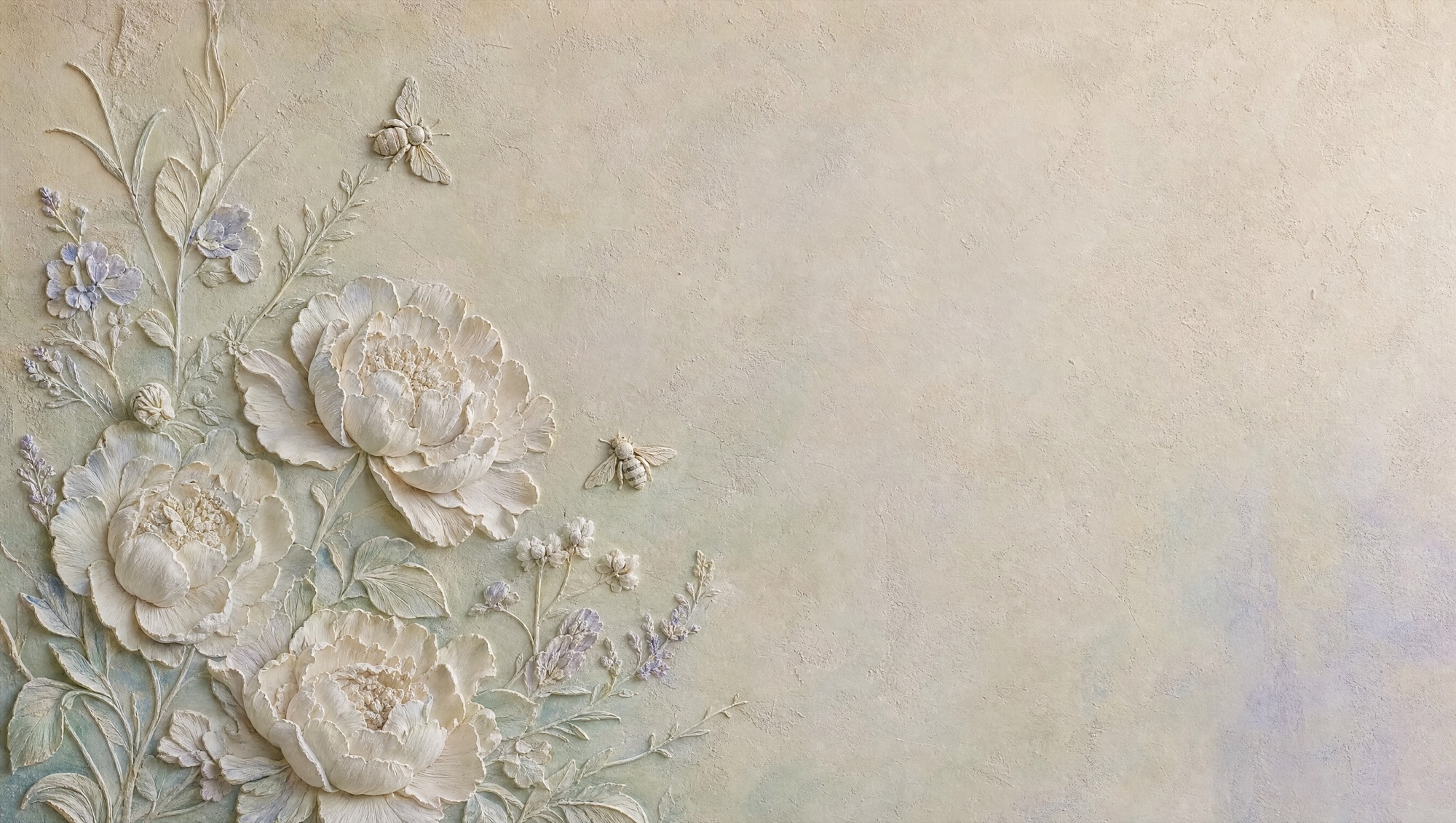 A hand-sculpted plaster relief of bees — home and industry